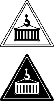 Signs of a Suspended Load. Black and White Icons. Danger Warning Sign vector