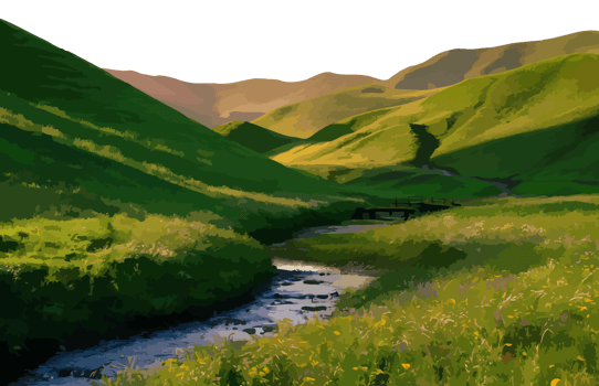 Breathtaking Green Hills Landscape Fertile Mountains Grass and Forest in a Serene Outdoor Setting png