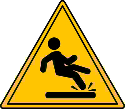 Yellow Slippery Floor Sign. Icon. Man Falls on Slippery Floor. Danger Warning Sign vector