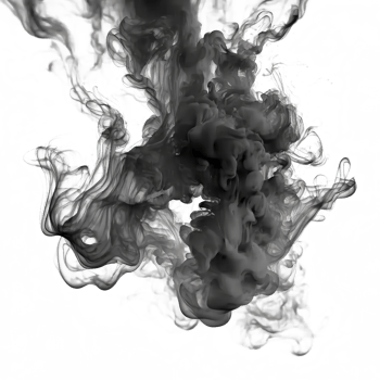 Mystical Black Smoke Burst on Clear Background An intricate, swirling explosion of inky black smoke unfurling gracefully, set against a transparent backdrop png