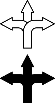 Directions Icons. Black and White Icons. Arrows Pointing in Different Directions. Road Sign vector