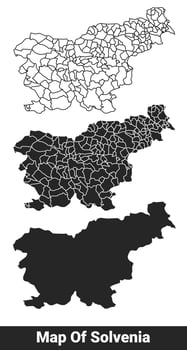 Black map of Slovenia flat and outline style illustration set vector