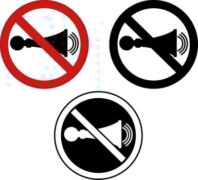 Signs Horn Prohibited. Warning Road Signs vector