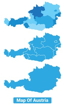 Bluescale Austria map in different style border outline illustration set vector
