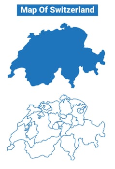 Switzerland simple flat map outline style illustration set vector