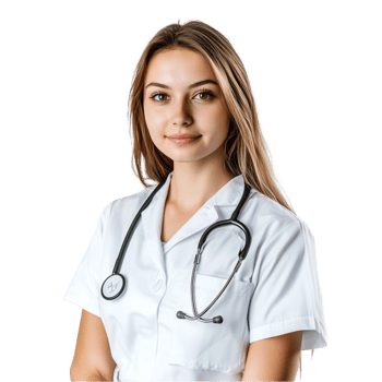 A female doctor wearing a white coat png