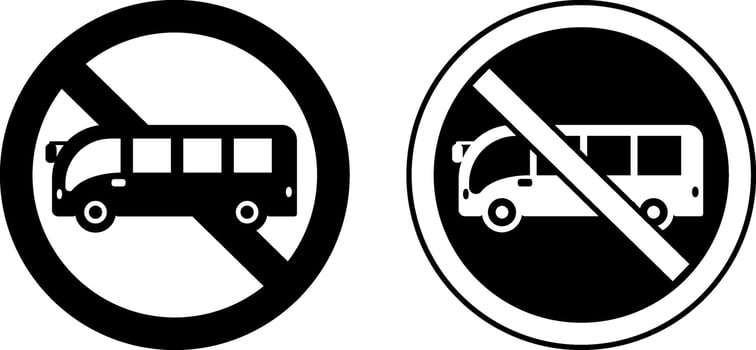Signs No Entry for Bus. Warning Round Road Sign. vector