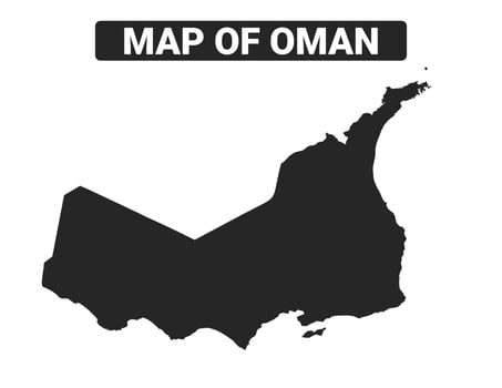 Simple Oman Black map flat illustration vector