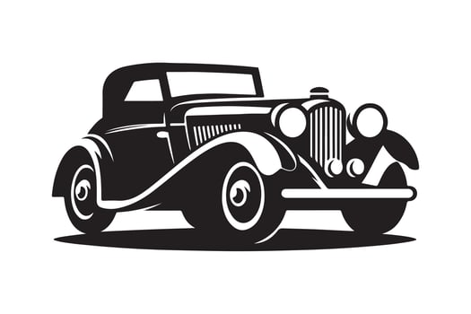 Vintage Car Silhouette Vectors for Retro-Themed Invitations