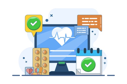 Concept of online medical consultation, online medical clinic, telemedicine, online healthcare services, access to medical consultation on mobile applications via mobile screen, digital health. vector