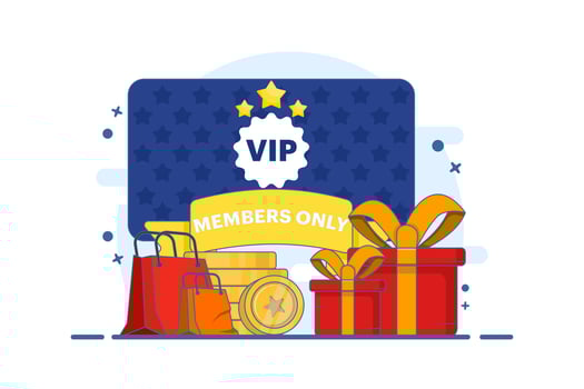 Loyalty program marketing strategy concept, loyalty card, discounts and bonuses, get reward points, cashback income. Loyalty program and customer rewards. Flat illustration. vector