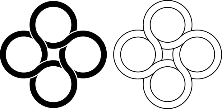 outline silhouette interlocking circle icon set vector