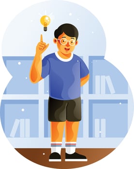 Smart nerd kid get ideas vector