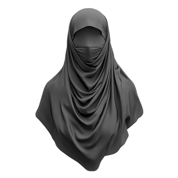 Elegant Gray Hijab Draped in Soft Fabric png
