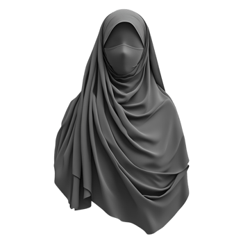 Gray Hijab on Feminine Figure in Artistic Style png