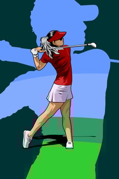 woman golf athlete player shoot silhouette illustration design vector