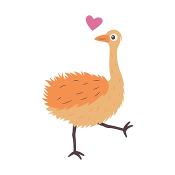 Cute Ostrich Big Bird Wildlife Animal Cartoon is Walking vector