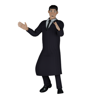 Legal 3D . A male judge A man is making a gesture with both hands open, as if explaining something or interacting with someone else. Professional Male Judge png