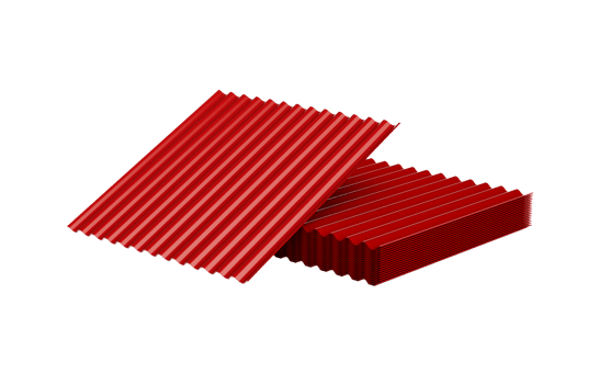3d Red Metallic Stacks Of Corrugated Galvanised Iron For Roof Sheet 3d Illustration png