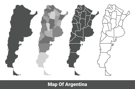 Collection of Argentina country grey political maps set with border outline illustration vector