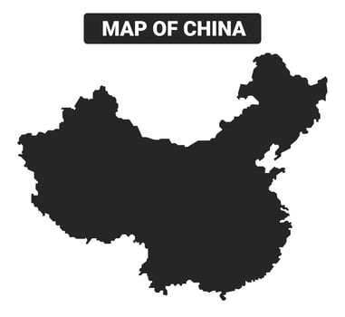 Simple China Black map flat illustration vector