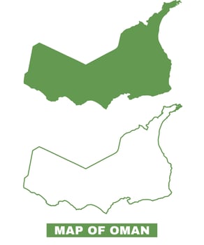 Simple Oman Outline flat map style illustration set vector