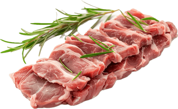 Fresh pork cuts with herbs and seasoning. png