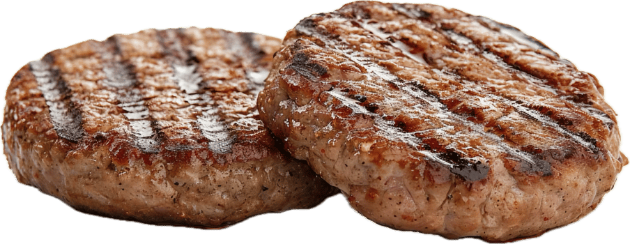 Grilled beef burger patties close-up. png