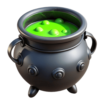 black iron cauldron with green poison png