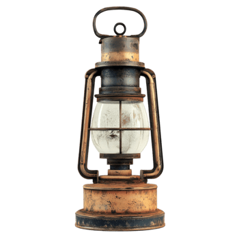 An old fashioned lantern with a white light png