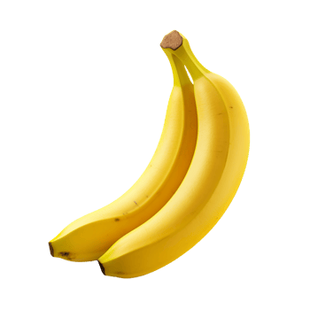 A complete banana with its entirety visible, floating without backdrop, displayed clearly on a see-through canvas. png