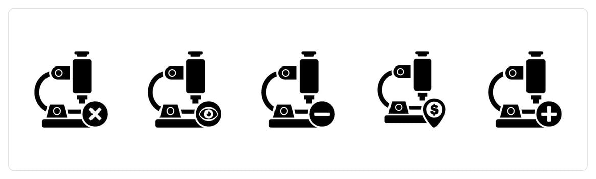 A set of 5 business icons as remove microscope, view microscope, financial microscope vector