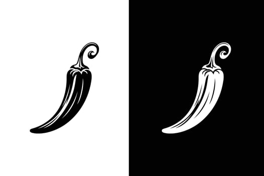 Chili icon silhouette symbol . Spicy chili hot pepper icon black vector