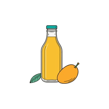 simple illustration a glass mango juice with an mango fruit vector