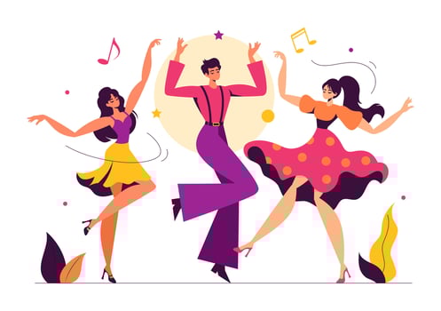 Illustration of a Hip-Hop Dancer Performing Moves in a Cartoon Background vector