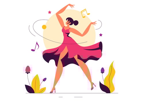 Dance Illustration of a Jazz Dancer in Action on a Flat Style Background vector