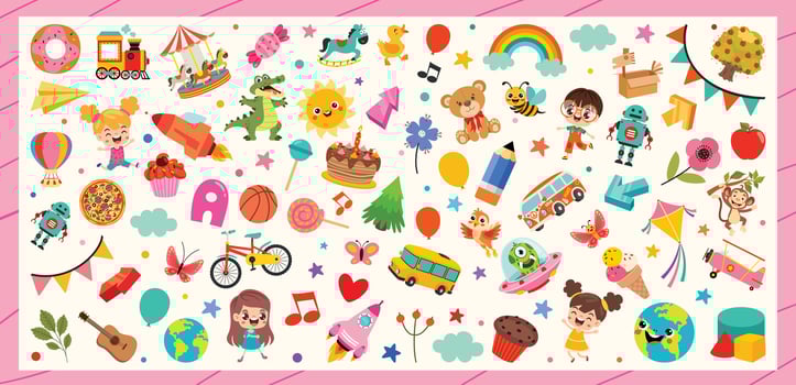 Background With Childish Doodle Illustrations vector