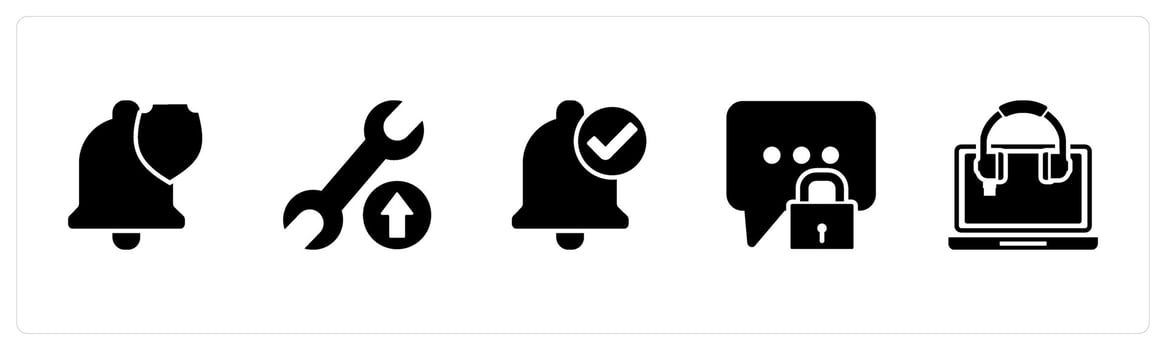 A set of 5 Contact icons as security, maintenance, right notification vector