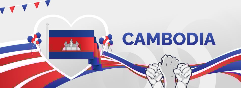 Creative banner with love Cambodia country flag for National day vector