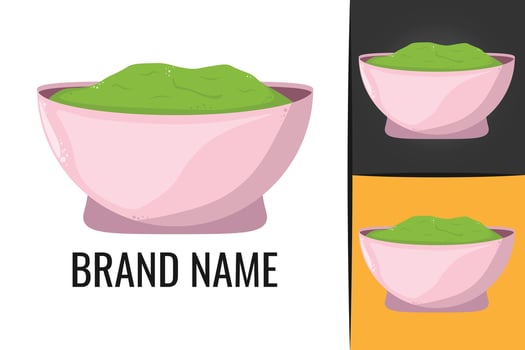 Mexican food Guacamole logo. Guacamole salad bowl logotype. Gourmet vegetarian meal logo vector