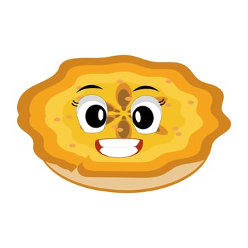 Cute illustration of a pumpkin pie smiling pumpkin pie character with a happy face. A variety of expressions, suitable for Halloween themed designs. vector