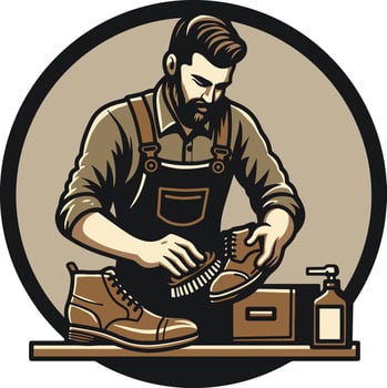 Shoe Cleaning Vintage Art vector