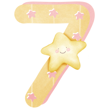 a number seven 7 with stars and a smile isolated on transparent background png