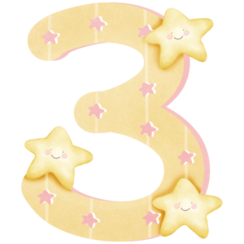 a number three 3 with stars and a smile isolated on transparent background png