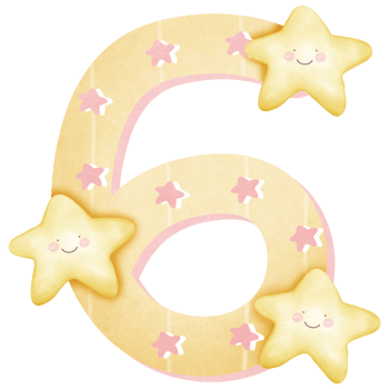 a number six 6 with stars and a smile isolated on transparent background png