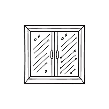 Illustration Doodle of a glass window with glazing points vector