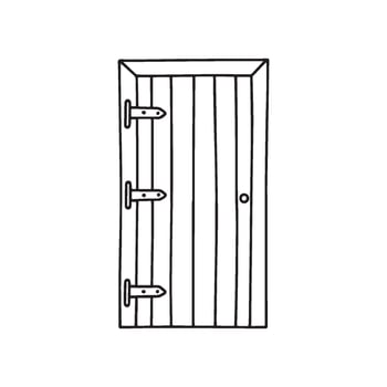 Illustration Doodle of a wooden door with hinges vector