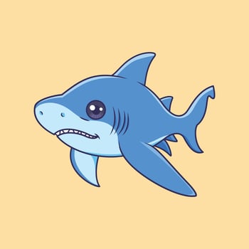 Cute shark fish animal cartoon character Illustration. vector