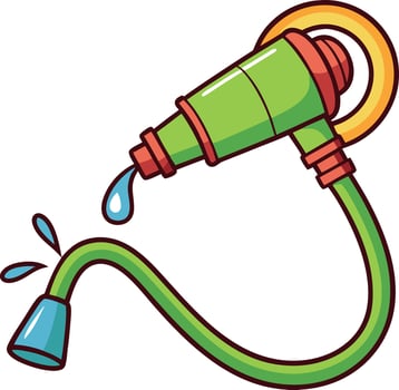 A green hose with water coming out of it vector