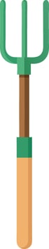 A green and yellow tool with a wooden handle vector